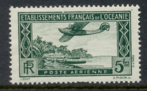 French Polynesia 1934 Seaplane in Flight