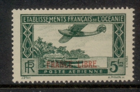 French Polynesia 1940 Seaplane in Flight Opt France Libre