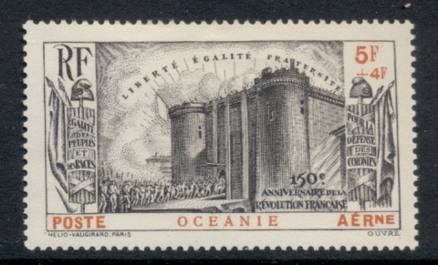 French Polynesia 1939 French revolution 5f + 4f