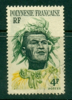 French-Polynesia-1958 Pictorial, Man with headress 4f