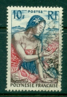 French-Polynesia-1958 Pictorial, Girl With Shells 10f