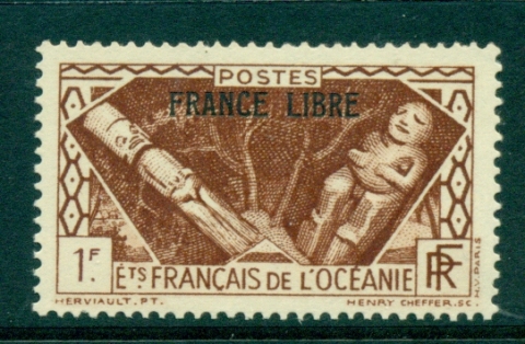 French Polynesia 1941 1fr Idols Opt France Libre