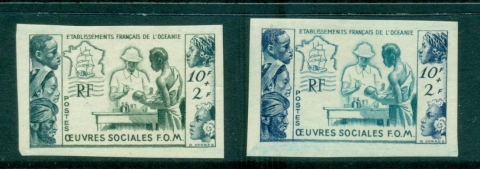 French-Polynesia-1950 Tropical Medicine 2x IMPERF PROOFS