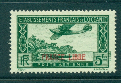 French Polynesia 1941 5 Fr Seaplane Opt France Libre