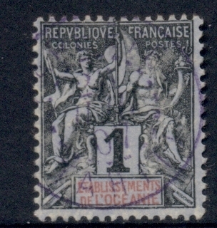 French-Polynesia-1892-1907 Navigation & Commerce 1c