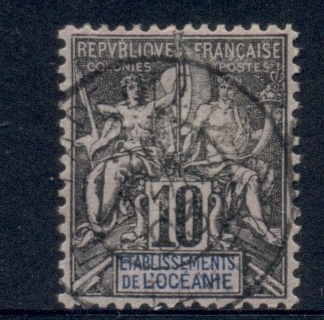French-Polynesia-1892-1907 Navigation & Commerce 10c black on lavender