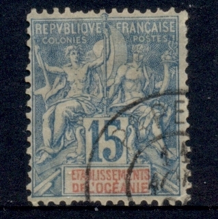 French-Polynesia-1892-1907 Navigation & Commerce 15c blue
