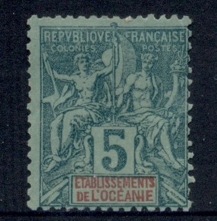 French-Polynesia-1892-1907 Navigation & Commerce 5c green on greenish