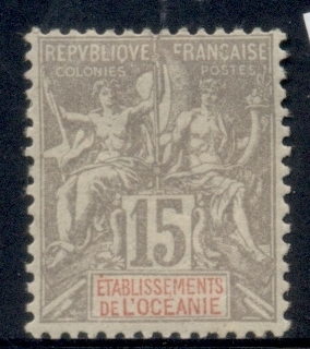 French-Polynesia-1892-1907 Navigation & Commerce 15c grey on light grey