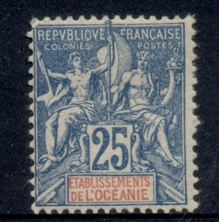 French-Polynesia-1892-1907 Navigation & Commerce 25c blue