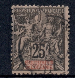 French-Polynesia-1892-1907 Navigation & Commerce 25c Black on rose