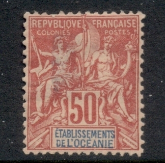 French-Polynesia-1892-1907 Navigation &amp; Commerce 50c carmine