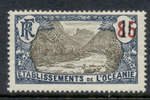 French-Polynesia-1923-27 Pictorials Surch 85c on 1f