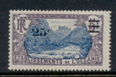 French-Polynesia-1924-27 Pictorials Surch 25c on 5f