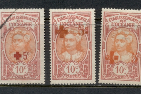 French-Polynesia-1915-16 red Cross Surch