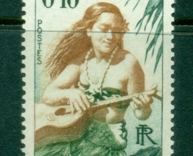 French-Polynesia-1958 Pictorial, Girl Playing Guitar 10c