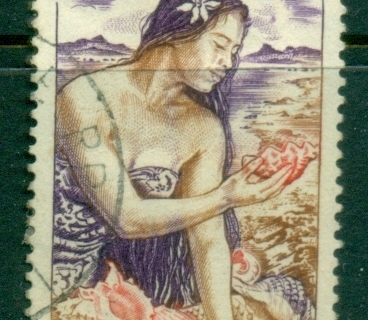 French-Polynesia-1958 Pictorial, Girl With Shells 20f