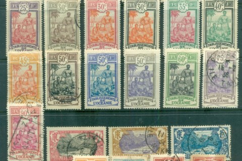 French-Polynesia-1913-30 Pictorials, Assorted to 2fr