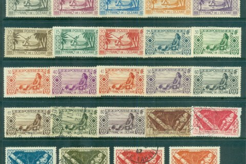 French-Polynesia-1934-39 Pictorials, Assorted to 3fr