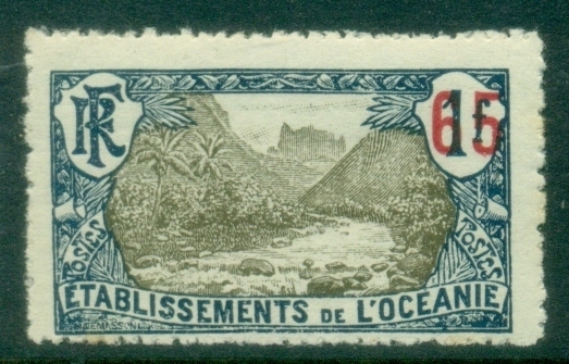 French-Oceania-1923-27-Pictorials-Surcharged-View-65c-on-1fr-MLH_1