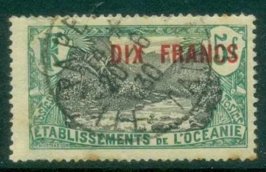 French-Oceania-1924-27-Pictorials-Surcharged-View-10fr-on-5fr-tonesFU