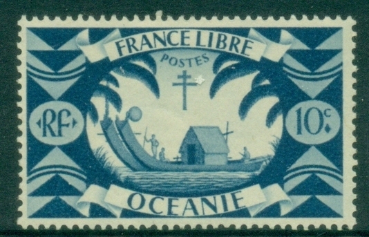 French-Oceania-1942-Free-France-10c-MLH