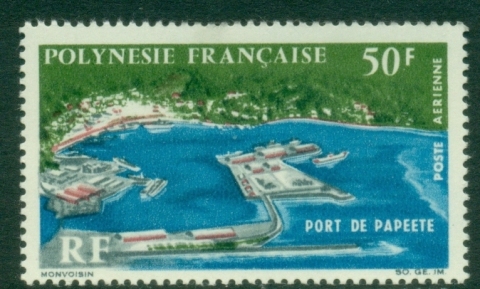 French-Polynesia-1966-Airmail-Papeete-Harbour-MUH