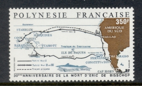 French-Polynesia-1988 Map, Eric de Bisschop, Explorer