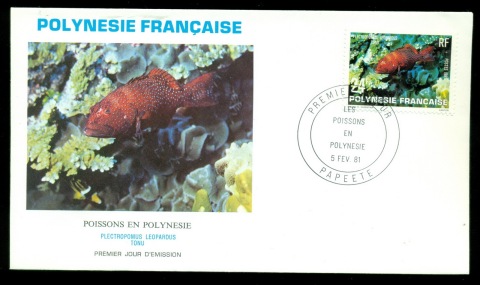 French-Polynesia-1981 Marine Life, Fish 24f FDC