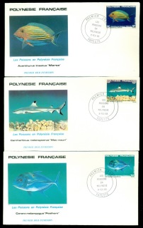 French-Polynesia-1983 Marine Life, Fish 3x FDC