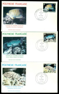 French-Polynesia-1982 Marine Life, Fish 3x FDC