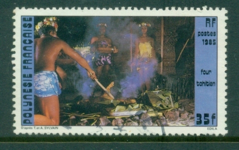 French-Polynesia-1985 Local Food, Pit Fires 35f