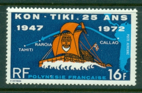 French-Polynesia-1972 Kon-Tiki Raft Arrival 20th Anniv