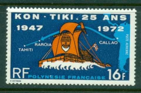 French Polynesia 1972 Kon-Tiki Raft Arrival 20th Anniv