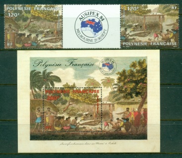 French-Polynesia-1984 AUSIPEX Stamp Ex. + MS