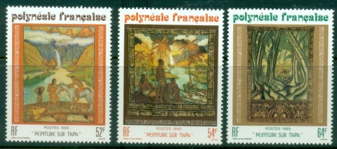 French-Polynesia-1988-Tapa-Cloth-Paintings-MUH