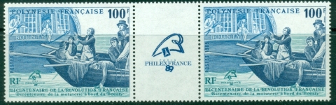 French-Polynesia-1989-PHILEXFRANCE-Bounty-Castaways-pair-label-MUH