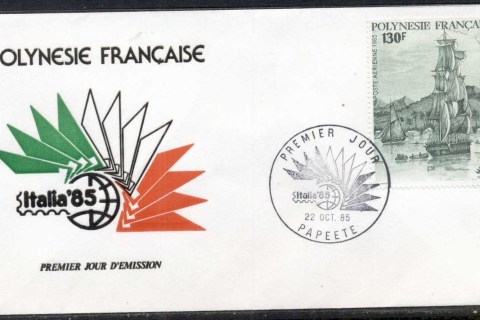 French-Polynesia-1985 Italia\'85, Sailing Ship FDC
