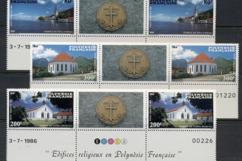 French-Polynesia-1986 Protestant Churches, gutter pr