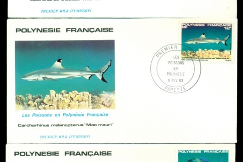 French-Polynesia-1983 Marine Life, Fish 3x FDC
