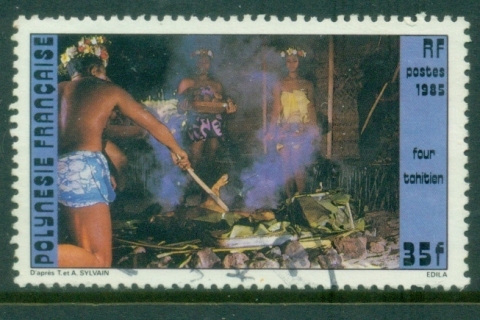 French-Polynesia-1985 Local Food, Pit Fires 35f