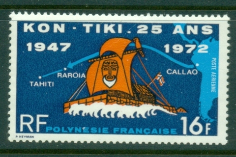French-Polynesia-1972 Kon-Tiki Raft Arrival 20th Anniv