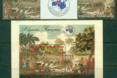 French-Polynesia-1984 AUSIPEX Stamp Ex. + MS