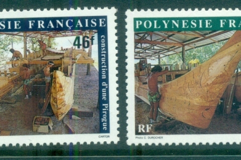 French-Polynesia-1986 Building a Pirogue, canoe