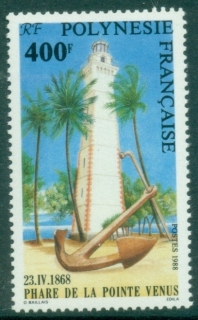 French-Polynesia-1988-Point-Venus-Lighthouse-120th-Anniversary-MUH