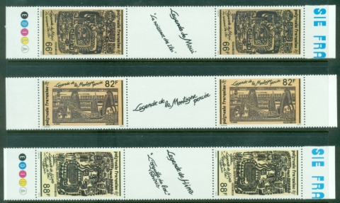 French-Polynesia-1989-Legends-Pair-gutter-MUH