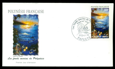 French-Polynesia-1998-Painting, Underwater World of Polynesia FDC