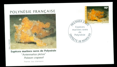 French-Polynesia-1999-Marine Life, Fish 90f FDC