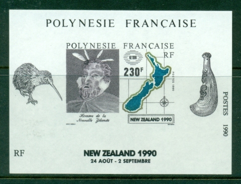 French Polynesia 1990 NEW ZEALAND '90 Stamp Ex. MS