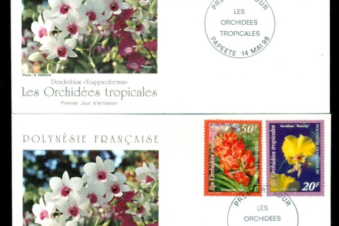 French-Polynesia-1998-Flowers, Orchids 2x FDC